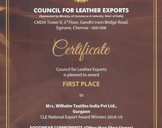 Wilhelm Textil Indien mit CLE Export Preis ausgezeichnet